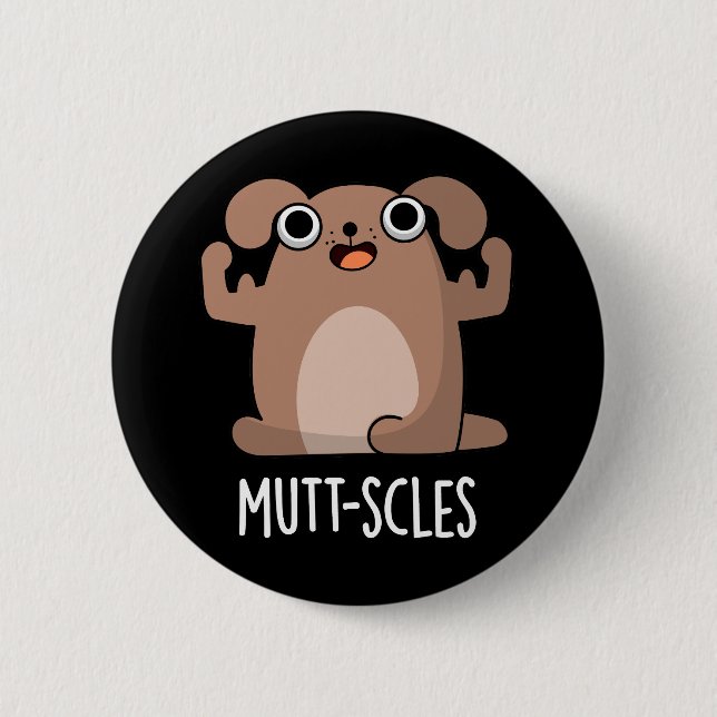 Badge Rond 5 Cm Étapes muettes amusantes Animal Chien Pun Dark BG (Devant)