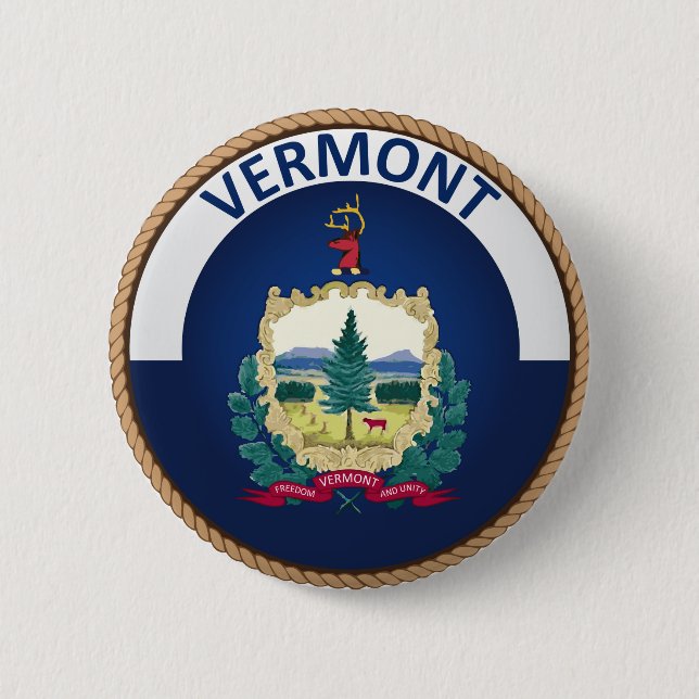 Badge Rond 5 Cm État de bouton de joint de drapeau de Vermont (Devant)