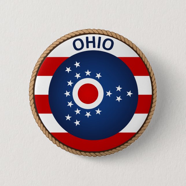 Badge Rond 5 Cm État de bouton de joint de drapeau d'Ohio (Devant)