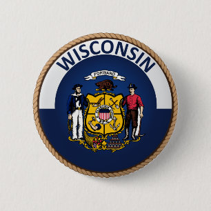 Badge Rond 5 Cm État de bouton de joint de drapeau du Wisconsin