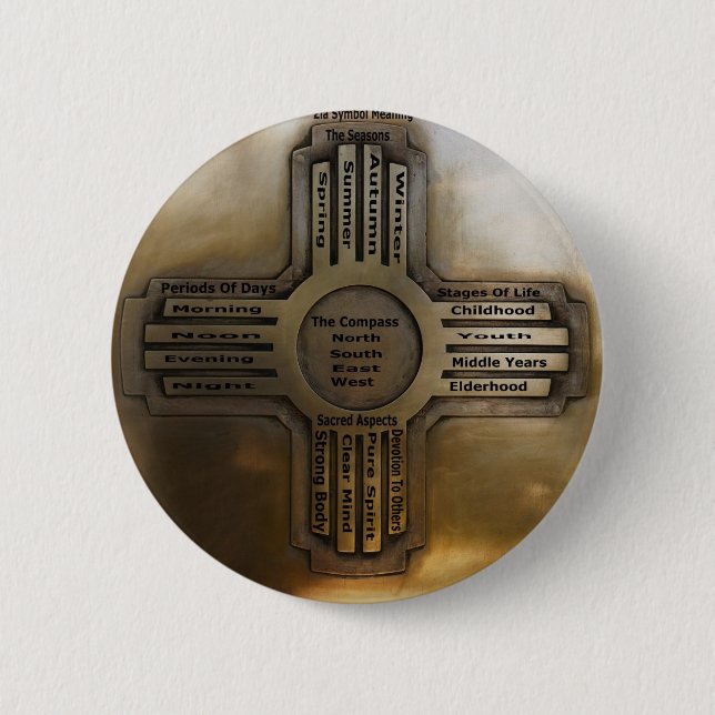 Badge Rond 5 Cm État Zia du Nouveau Mexique (Devant)