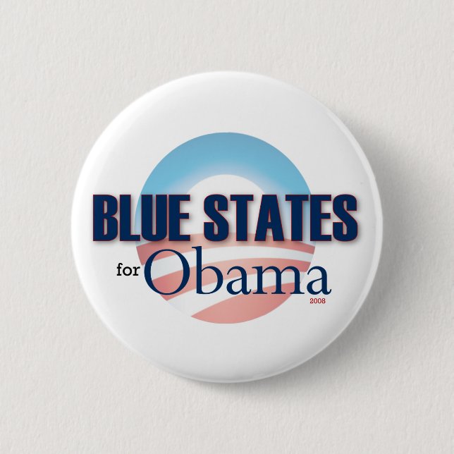 Badge Rond 5 Cm États bleus pour Obama (Devant)