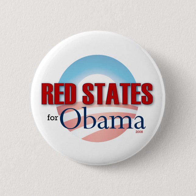 Badge Rond 5 Cm États rouges pour Obama (Devant)