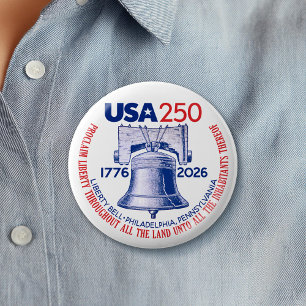 Badge Rond 5 Cm États-Unis 250 - 1776-2026 - Cloche de la Liberté