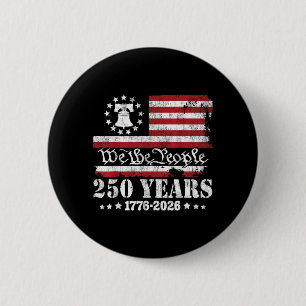 Badge Rond 5 Cm États-Unis 250 Ans 1776-2026 Nous Le Peuple Cloche