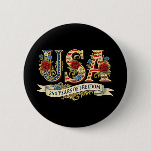 Badge Rond 5 Cm États-Unis 250 Ans De Liberté 1776 2026 Amérique 2
