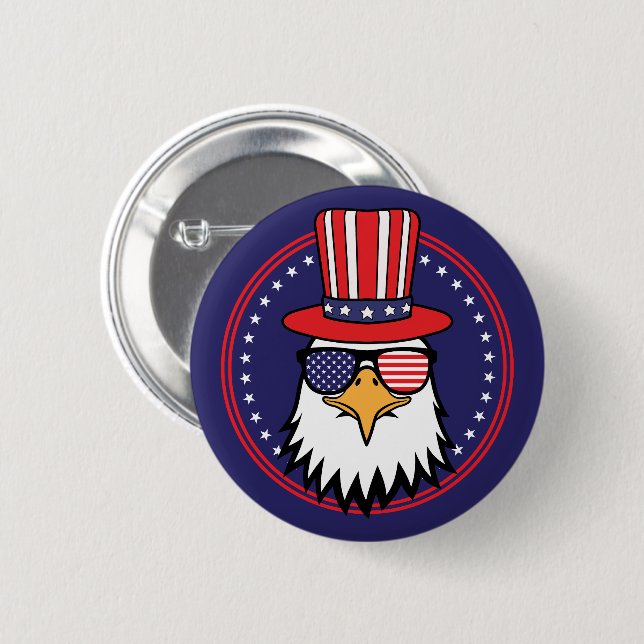 Badge Rond 5 Cm États-Unis 250e 4 juillet Aigle patriotique (Devant & derrière)