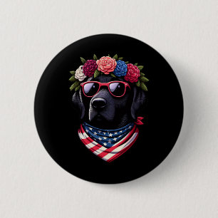 Badge Rond 5 Cm États-Unis 4 juillet Noir Patriotique Américain La