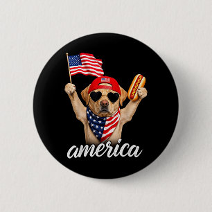 Badge Rond 5 Cm États-Unis Aamérique Labrador Retriever Hot Dog 17