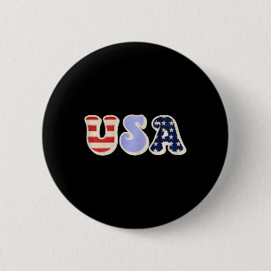 Badge Rond 5 Cm Etats-Unis Avec Drapeau Américain Pour Filles Ados