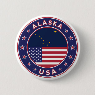 Badge Rond 5 Cm États-Unis d'Amérique, Alaska
