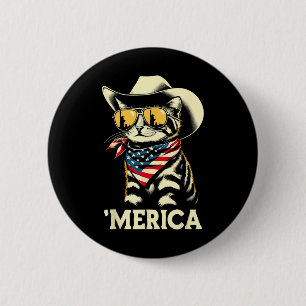 Badge Rond 5 Cm États-Unis d'Amérique Chat 4 juillet Hommes Femmes