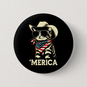 Badge Rond 5 Cm États-Unis d'Amérique Chat 4 juillet Hommes Femmes