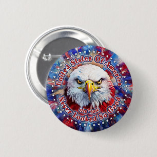 Badge Rond 5 Cm États-Unis d'Amérique Never Red Eagle Feux d'Artif