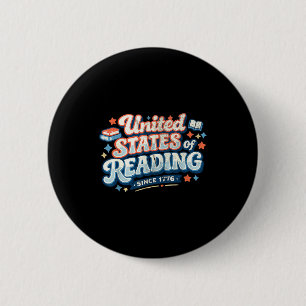 Badge Rond 5 Cm États-Unis de lecteur patriotique amateur de livre