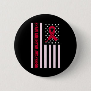 Badge Rond 5 Cm États-Unis Drapeau Cerveau Aneurysme Mois de sensi