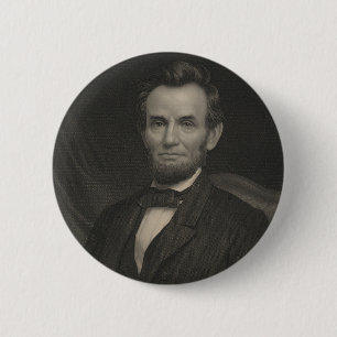 Badge Rond 5 Cm Etching Portrait d'Abraham Lincoln