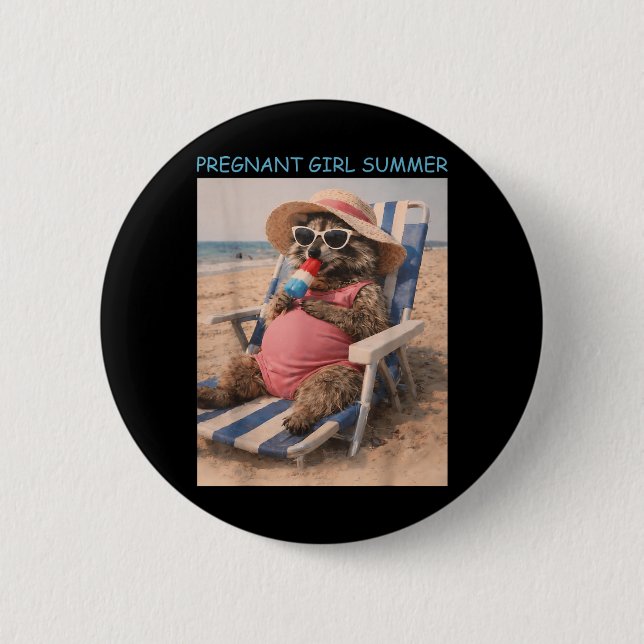 Badge Rond 5 Cm Été de fille enceinte Annonce de bébé drôle (Devant)