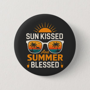 Badge Rond 5 Cm Été Ensolleillé Vacances Rétro Bénie