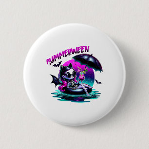 Badge Rond 5 Cm Été Fantôme Été Halloween Vibes Filles Femmes