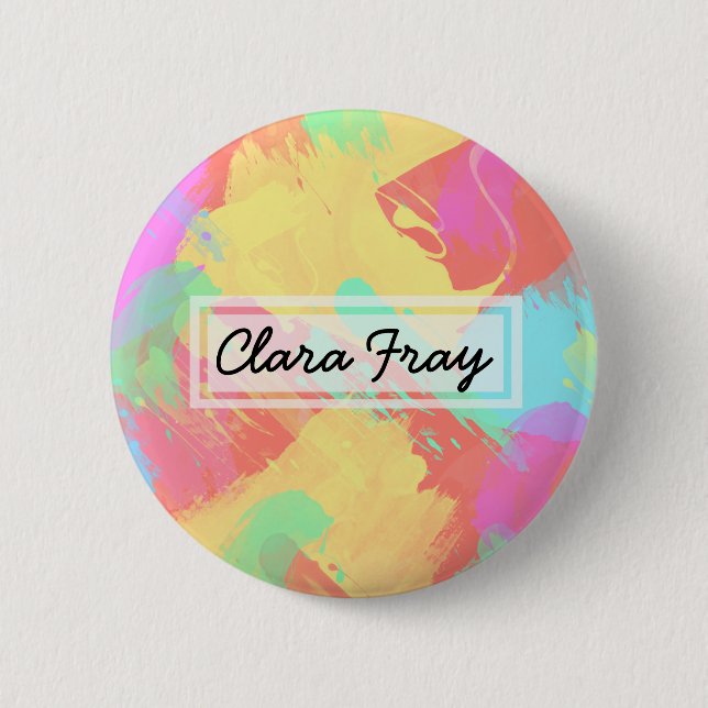 Badge Rond 5 Cm Été jaune menthe orange corail rose (Devant)