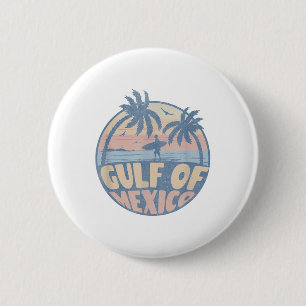Badge Rond 5 Cm Été Rétro Golfe Du Mexique Plage Pour Toujours Gol