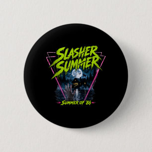 Badge Rond 5 Cm Été vintage des années 80 Halloween drôle Slasher