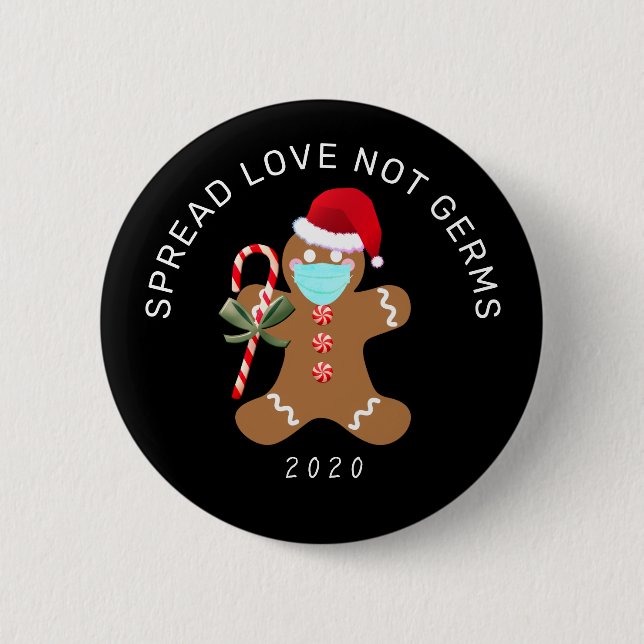 Badge Rond 5 Cm Étendre L'Amour Pas Les Germes Drôle Noël Gingerpa (Devant)