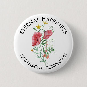 Badge Rond 5 Cm Eternal Happiness 2026 Convention avec fleurs