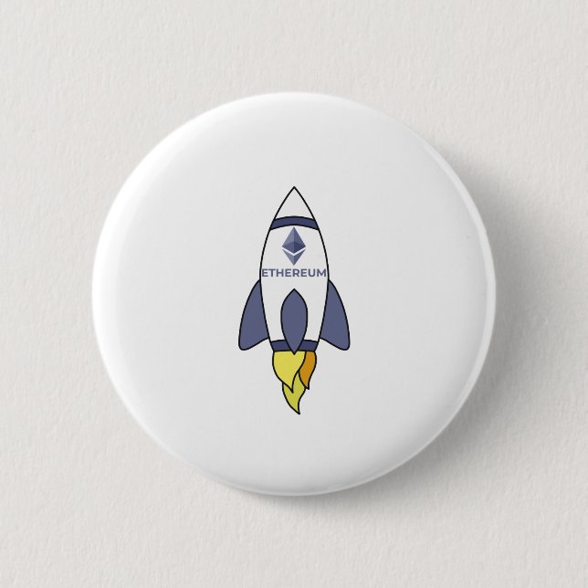 Badge Rond 5 Cm Ethereum À La Rocket Lune (Devant)