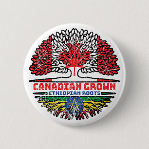 Badge Rond 5 Cm Ethiopie Canada drapeau des racines de l'arbre du