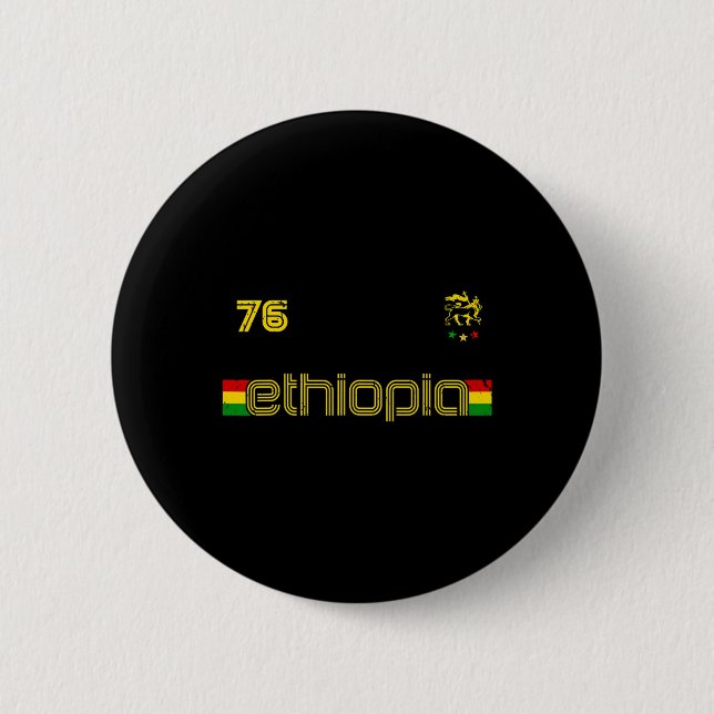 Badge Rond 5 Cm Ethiopie -reggae Rastafari Jamaïque Footll Footbal (Devant)