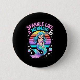 Badge Rond 5 Cm Étincelle comme une sirène Thème d'anniversaire 6