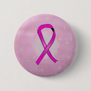 Badge Rond 5 Cm étincelles de ruban de cancer du sein