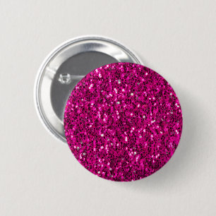Badge Rond 5 Cm Étincelles fausses paillettes rose chaud