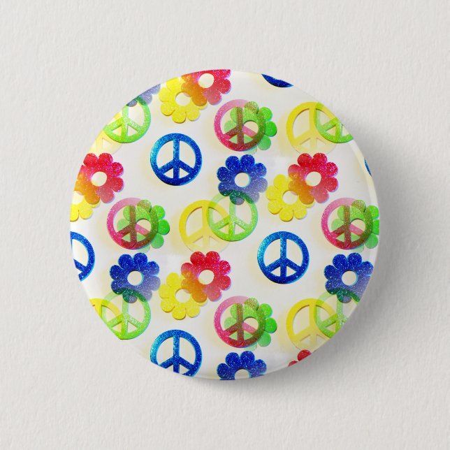 Badge Rond 5 Cm Étincelles hippies super de flower power de signes (Devant)