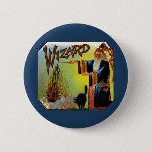 Badge Rond 5 Cm Étiquette de cigare vintage, Magic Wizard avec cha
