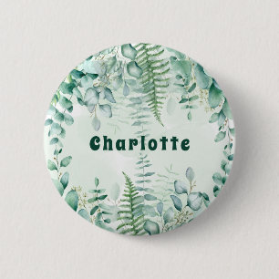 Badge Rond 5 Cm Étiquette de nom de forêt de bois de verdure d'euc