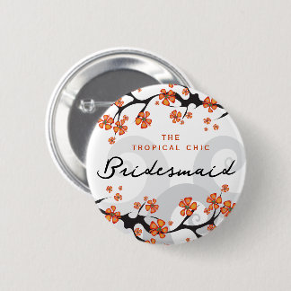 Badge Rond 5 Cm Étiquette de nom de mariage avec tourbillons de fl