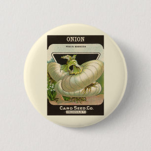 Badge Rond 5 Cm Étiquette de pochette de graines vintage Art Onion