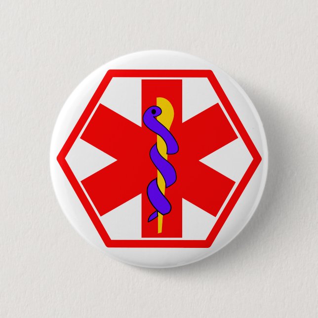 BADGE ROND 5 CM ÉTIQUETTE MÉDICALE D'IDENTIFICATION DE SIGNE (Devant)