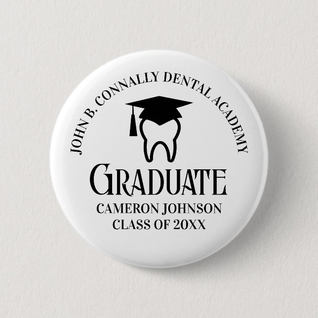 Badge Rond 5 Cm Étiquette Nom du diplômé de l'école dentaire moder (Devant)