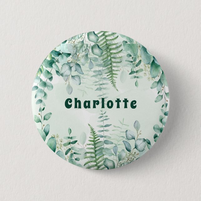 Badge Rond 5 Cm étiquette nominative de forêt de bois de verdure d (Devant)