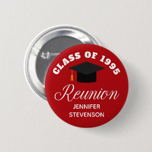 Badge Rond 5 Cm Étiquette personnalisée de réunion du lycée rouge