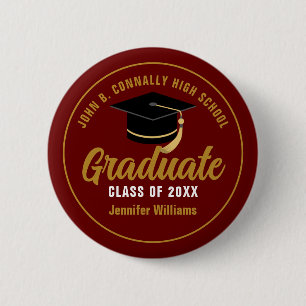 Badge Rond 5 Cm Étiquette personnalisée pour diplômé de lycée Maro