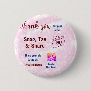 Badge Rond 5 Cm Étiquette snap partager sur les médias sociaux q r
