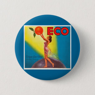 Badge Rond 5 Cm Étiquette vintage Eco Orange