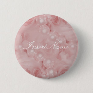 Badge Rond 5 Cm Étiquettes nommées romantiques de rose de perles