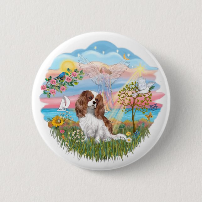 Badge Rond 5 Cm Étoile Ange - Blenheim Cavalier (Devant)