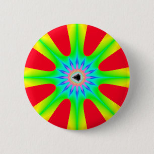 Badge Rond 5 Cm Étoile - Bouton fractal